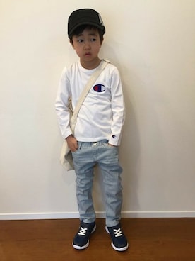 「Right-on（ライトオン）のアイテム（スニーカー）」を使った、Right-on KID'Sさん（キッズ・115cm）の冬コーディネート