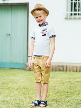 「Right-on（ライトオン）のアイテム（帽子）」を使った、Right-on KID'Sさん（キッズ・120cm）の春コーディネート