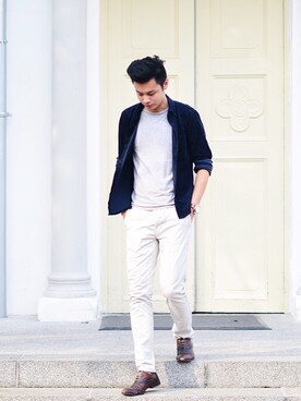 「TOPMAN（トップマン）のアイテム（チノパンツ）」を使った、Jon Tanさん（メンズ・172cm）の春コーディネート