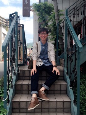 「UNIQLO（ユニクロ）のアイテム（ジャケット/アウター、ホワイト系）」を使った、ring9504さん（メンズ）の夏コーディネート