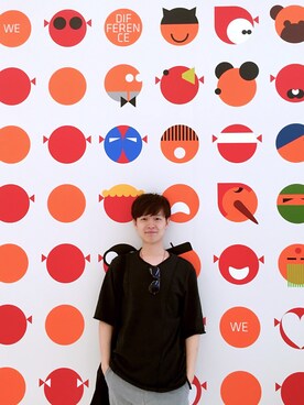 「无限不循环のアイテム（Tシャツ/カットソー、ブラック系）」を使った、ring9504さん（メンズ）の夏コーディネート