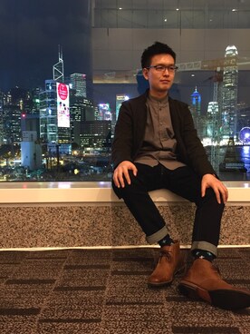 「无限不循环のアイテム（テーラードジャケット、ブラック系）」を使った、ring9504さん（メンズ）の夏コーディネート