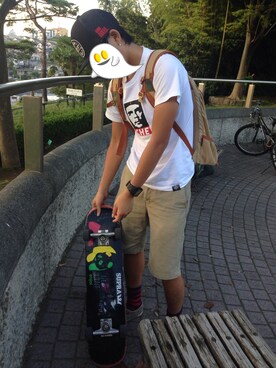 「？のアイテム（Tシャツ/カットソー、ホワイト系）」を使った、ゆーまさん（メンズ・173cm）の秋コーディネート