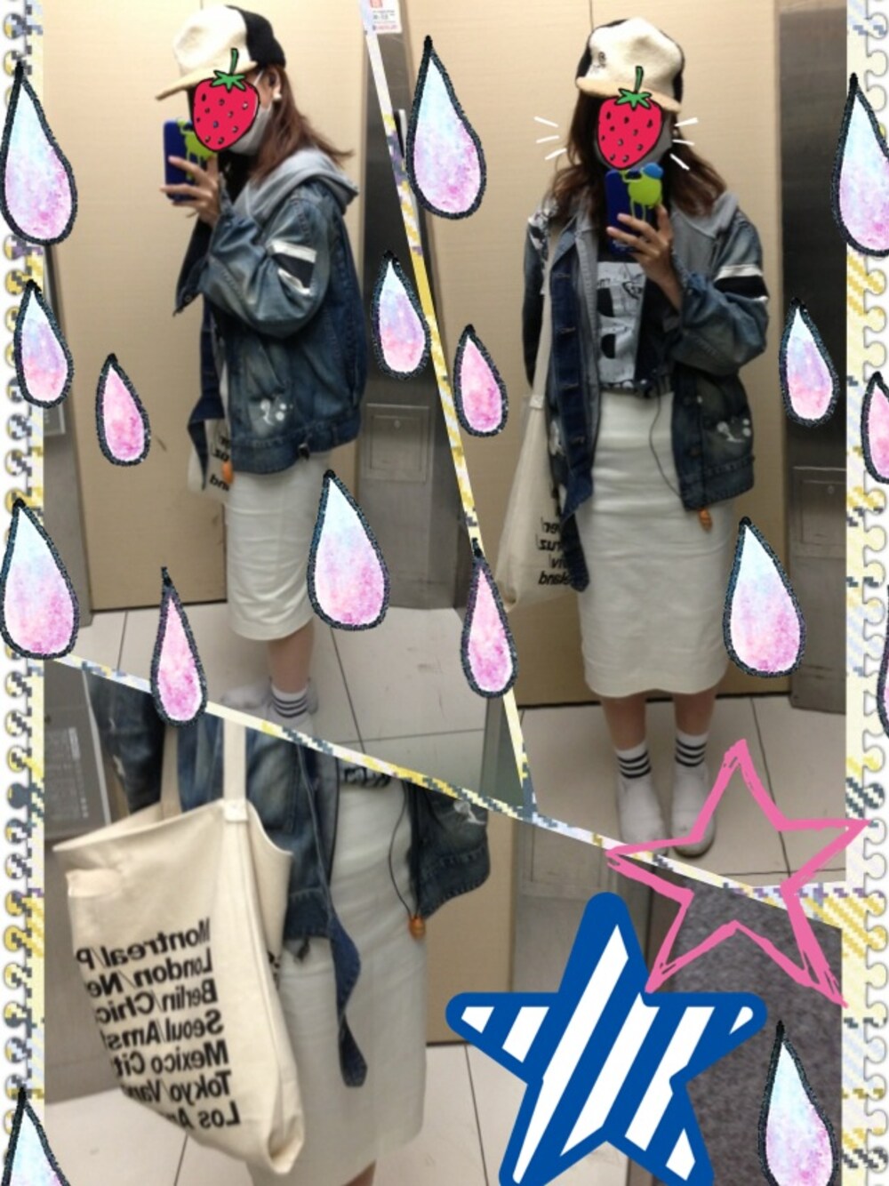 「キャップ、RNA、ホワイトデニム」｜「花少年バディーズ20140601限定Tシャツ（Tシャツ/カットソー、ブラック系）」を使った、はろさん（レディース・158cm）の春コーディネートの1枚目の写真