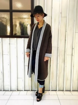 「ロングカーディガン」｜osmosis名古屋 yukaさん（レディース・160cm）の秋コーディネート