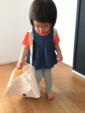 「デニムチュニック」｜nicoさん（キッズ・90cm）の夏コーディネート