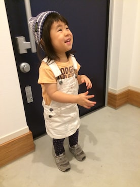 「白デニム」｜「アイテム（サロペット/オーバーオール）」を使った、nicoさん（キッズ・90cm）の秋コーディネート