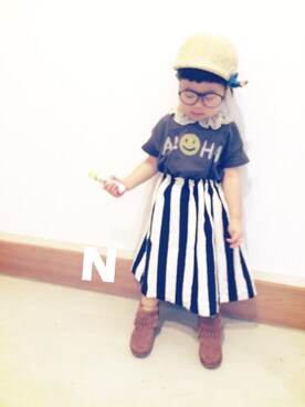 「Petit jam（プチジャム）のアイテム（帽子）」を使った、nicoさん（キッズ・90cm）の春コーディネート