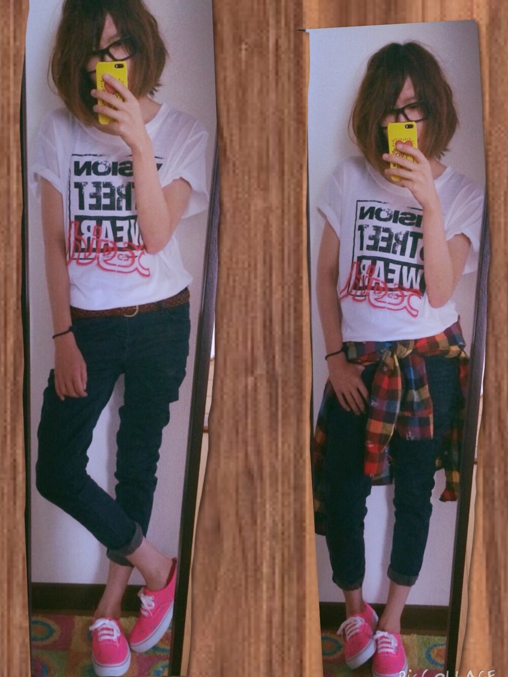 「x-girl、Tシャツ、デニム」｜「X-girlのアイテム（Tシャツ/カットソー、ホワイト系）」を使った、na-yuさん（レディース・160cm）の秋コーディネートの1枚目の写真