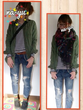 「Marc by Marc Jacobs（マークバイマークジェイコブス）のアイテム（ブローチ/コサージュ）」を使った、na-yuさん（レディース・160cm）の秋コーディネート