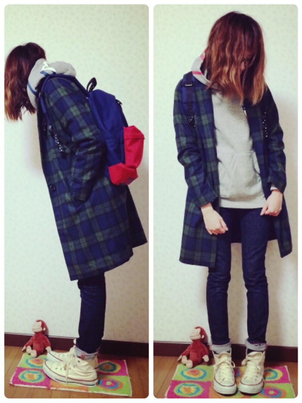 「アウター×グレーパーカー」｜「TOMMYのアイテム（パーカー、グレー系）」を使った、na-yuさん（レディース・160cm）の冬コーディネートの1枚目の写真
