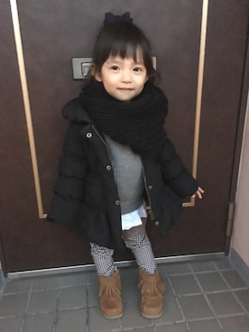 「スヌード」｜「アイテム（ダウンジャケット/コート）」を使った、niinaさん（キッズ・90cm）の冬コーディネート