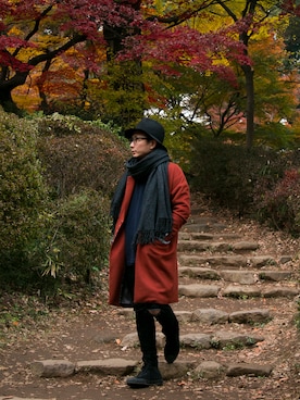 「ハットコーデ」｜畠山あきらさん（メンズ・168cm）の冬コーディネート