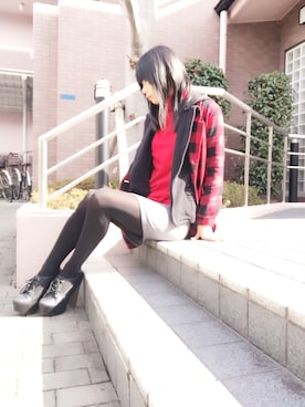 「アイテム（ブーティ）」を使った、LLさん（レディース・162cm・30代）の冬コーディネート