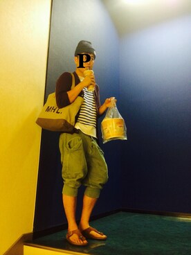 「KAPITAL」｜「アイテム（ニットキャップ/ビーニー）」を使った、ぺっちさん（メンズ・173cm）の秋コーディネート