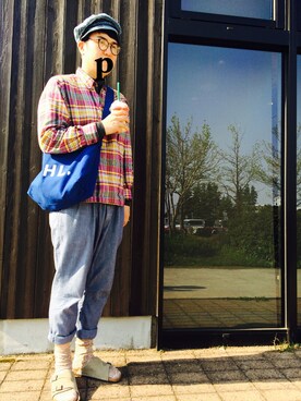 「アイテム（キャスケット）」を使った、ぺっちさん（メンズ・173cm）の春コーディネート