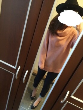 「amelier MAJESTIC LEGON（アメリエルマジェスティックレゴン）の★パール付パンプス（Pumps、ブラック系）」を使った、   a-saさん（レディース・160cm）の冬コーディネート