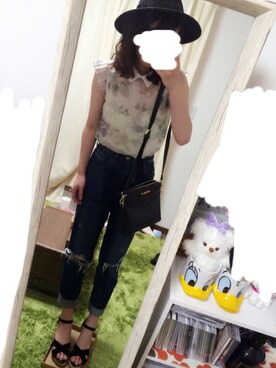 「Rirandture（リランドチュール）のフラワーブラウス（Shirts、ベージュ系）」を使った、   a-saさん（レディース・160cm）の春コーディネート