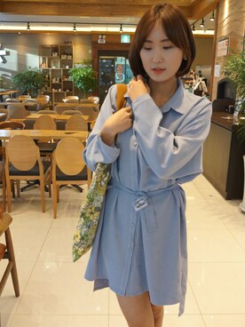 「アイテム（シャツワンピース）」を使った、식스플로어さん（レディース・168cm）の冬コーディネート
