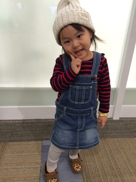 「アイテム（帽子）」を使った、ayu＆haruさん（キッズ・100cm）の秋コーディネート