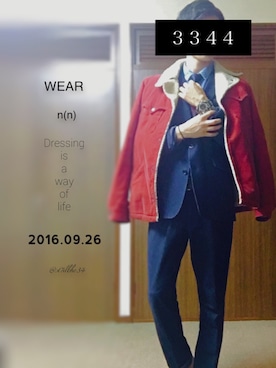 「n(n)（エヌエヌ）のアイテム（その他アウター）」を使った、3344さん（メンズ・173cm）の秋コーディネート