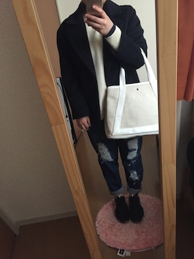 「トートバック」｜「アイテム（その他アウター）」を使った、sayakaさん（レディース・156cm）の春コーディネート