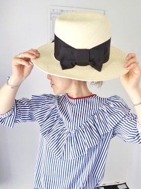 「アイテム（帽子）」を使った、水無川ミワさん（レディース・156cm・40代）の夏コーディネート