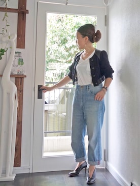 「ツイードジャケット」｜水無川ミワさん（レディース・156cm・40代）の秋コーディネート