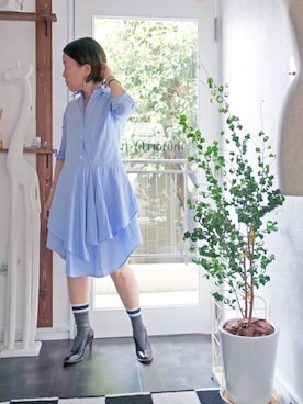 「おとなコーデ」｜「アイテム（シャツワンピース）」を使った、水無川ミワさん（レディース・156cm）の秋コーディネート