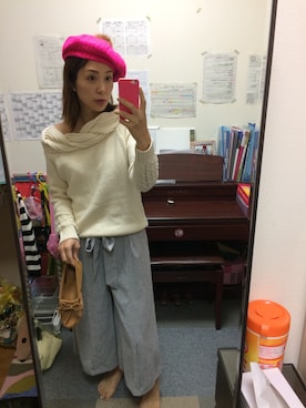 「ミカヅキモモコ（ミカヅキモモコ）のアイテム（ハンチング/ベレー帽）」を使った、ひまりこさん（レディース・165cm）の冬コーディネート