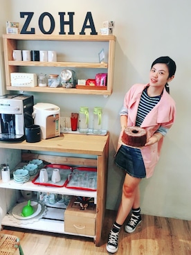 「アイテム（チューブトップ、ブルー系）」を使った、An Linzeroさん（レディース・167cm）の秋コーディネート