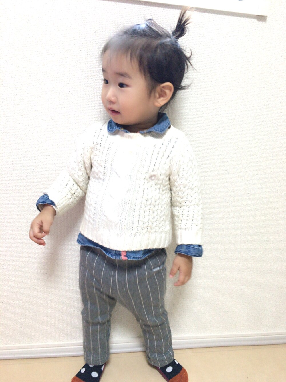 「ドラフトGLR、パンツスタイル、女の子、1歳11ヶ月」｜「GAPのアイテム（Tシャツ/カットソー、ブルー系）」を使った、Kiichan👸🏼さん（キッズ・80cm）の春コーディネートの1枚目の写真