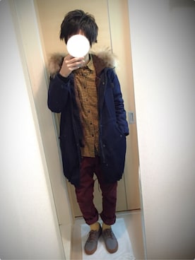 「ネルシャツ」｜「アイテム（モッズコート）」を使った、No-bit-Aさん（メンズ・175cm）の秋コーディネート