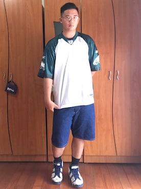 「アイテム（ジャージ）」を使った、Leeさん（メンズ・184cm・20代）の春コーディネート