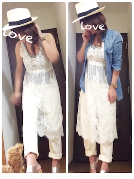 「ボーイフレンドデニム」｜「アイテム（チュニック）」を使った、♥︎ 𝕃𝕆𝕍𝔼 ♥︎さん（レディース・163cm）の夏コーディネート