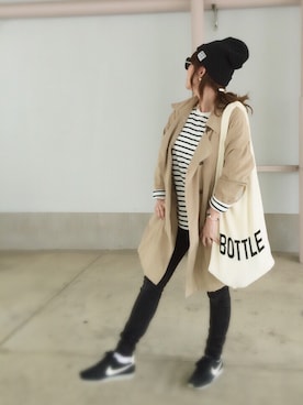 「Honeys（ハニーズ）のアイテム（ニットキャップ/ビーニー）」を使った、♥︎ 𝕃𝕆𝕍𝔼 ♥︎さん（レディース・163cm）の秋コーディネート