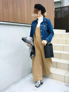 「CIAOPANIC TYPY（チャオパニックティピー）の２WAYバケツバッグ（ショルダーバッグ）」を使った、♥︎ 𝕃𝕆𝕍𝔼 ♥︎さん（レディース・163cm）の秋コーディネート
