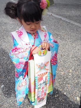 「被布」｜「アイテム（浴衣）」を使った、hinamapleさん（キッズ・90cm）の秋コーディネート