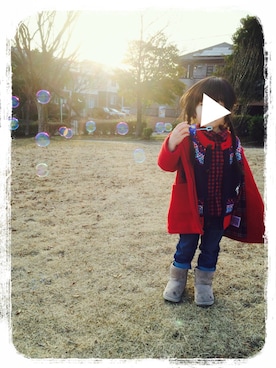 「GAP（ギャップ）のアイテム（ダッフルコート）」を使った、hinamapleさん（キッズ・90cm）の冬コーディネート