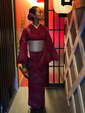 「アイテム（浴衣）」を使った、Asami...さん（レディース・152cm・20代）の秋コーディネート