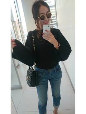 「JUSGLITTY（ジャスグリッティー）のアイテム（バッグ）」を使った、atom.さん（レディース・164cm）の秋コーディネート