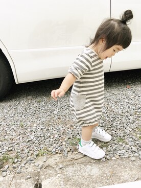 「no brand（ノーブランド）のアイテム（チュニック）」を使った、miniminiさん（キッズ・80cm）の秋コーディネート