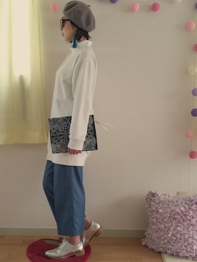 「M-PREMIER（エムプルミエ）のアイテム（クラッチバッグ）」を使った、millitaさん（レディース・159cm）の冬コーディネート