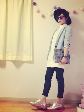 「M-PREMIER（エムプルミエ）のアイテム（クラッチバッグ）」を使った、millitaさん（レディース・159cm）の春コーディネート