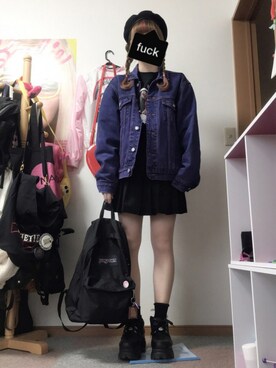 「HELL CAT PUNKS（ヘルキャットパンクス）のアイテム（帽子）」を使った、み🌹さん（レディース・161cm）の春コーディネート