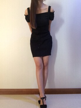 「onlyのアイテム（スカート、ブラック系）」を使った、Abby Zhangさん（レディース・160cm）の夏コーディネート