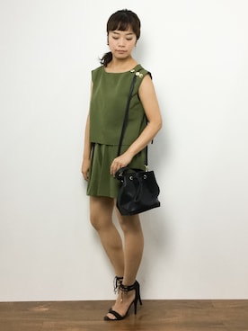 「Chico（チコ）のアイテム（サロペット/オーバーオール）」を使った、ゆか☺︎さん（レディース・154cm）の夏コーディネート