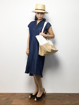 「Te chichi（テチチ）のアイテム（ワンピース/ドレス）」を使った、ゆか☺︎さん（レディース・154cm）の夏コーディネート