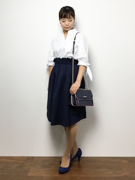 「& chouette（アンドシュエット）のアイテム（ショルダーバッグ）」を使った、ゆか☺︎さん（レディース・154cm）の夏コーディネート
