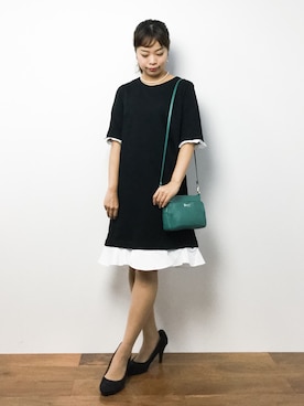 「アイテム（ボディバッグ/ウエストポーチ、グリーン系）」を使った、ゆか☺︎さん（レディース・154cm）の夏コーディネート